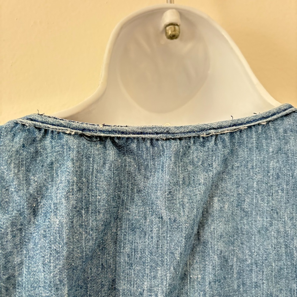 Embroidered Denim Button-Up Top - Picture 4 of 8